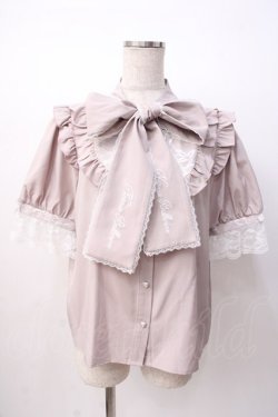 画像1: NOEMIE / ロゴ刺繍ボウタイブラウス M ピンク Y-25-07-16-008-LO-BL-SZ-ZY