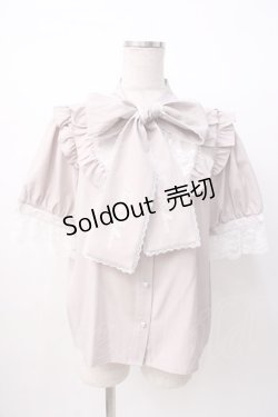 画像1: NOEMIE / ロゴ刺繍ボウタイブラウス M ピンク Y-25-07-16-008-LO-BL-SZ-ZT312