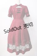 axes femme kawaii / チャイナ釦ジャガードワンピ  ワイン Y-25-07-16-097-AX-OP-SZ-ZY
