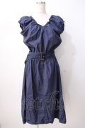 axes femme / ベルト付きギャザーワンピース M 紺 Y-25-07-16-100-AX-OP-SZ-ZY