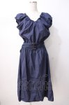 画像1: axes femme / ベルト付きギャザーワンピース M 紺 Y-25-07-16-100-AX-OP-SZ-ZT476 (1)