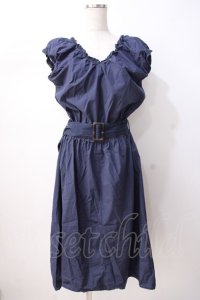 axes femme / ベルト付きギャザーワンピース M 紺 Y-25-07-16-100-AX-OP-SZ-ZY