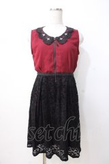 axes femme / レース切替ワンピース M 黒×赤 Y-25-07-16-101-AX-OP-SZ-ZY