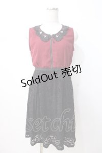 axes femme / レース切替ワンピース M 黒×赤 Y-25-07-16-101-AX-OP-SZ-ZY