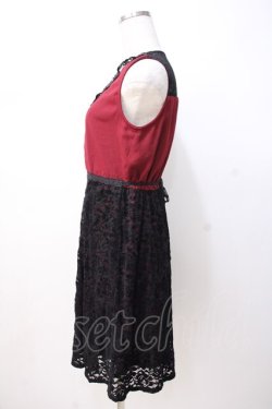 画像2: axes femme / レース切替ワンピース M 黒×赤 Y-25-07-16-101-AX-OP-SZ-ZY