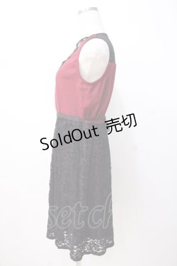 画像2: axes femme / レース切替ワンピース M 黒×赤 Y-25-07-16-101-AX-OP-SZ-ZY