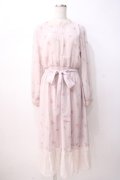 axes femme / ストライプフラワーシフォンワンピース  ピンク Y-25-07-16-103-AX-OP-SZ-ZY