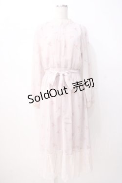 画像1: axes femme / ストライプフラワーシフォンワンピース  ピンク Y-25-07-16-103-AX-OP-SZ-ZI