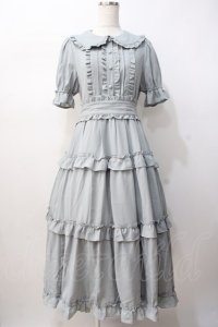 axes femme kawaii / ロマンティックフリルワンピース  サックス Y-25-07-16-105-AX-OP-SZ-ZY