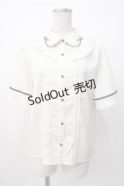 画像1: axes femme POETIQUE / フラワー刺繍襟半袖ブラウス  生成り Y-25-07-16-013-AX-BL-SZ-ZY