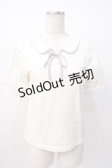 Fi.n.t / ストライプリボン衿付きカットトップス  生成り Y-25-07-16-017-CA-TO-SZ-ZT453