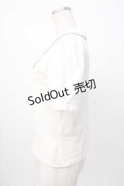画像2: Fi.n.t / ストライプリボン衿付きカットトップス  生成り Y-25-07-16-017-CA-TO-SZ-ZT453