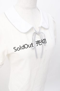 画像4: Fi.n.t / ストライプリボン衿付きカットトップス  生成り Y-25-07-16-017-CA-TO-SZ-ZT453