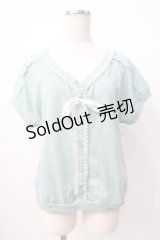 axes femme / 後ろボタンレーストップス M ミント Y-25-07-16-019-AX-TO-SZ-ZY