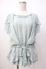 axes femme / パール付ブラウスチュニ M ミント Y-25-07-16-020-AX-BL-SZ-ZY
