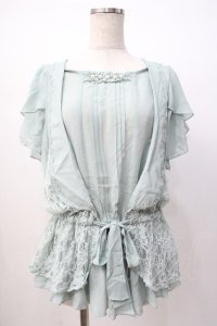axes femme / パール付ブラウスチュニ M ミント Y-25-07-16-020-AX-BL-SZ-ZY