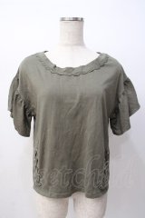 axes femme / 裾編み上げ半袖カットソー M カーキ Y-25-07-16-021-AX-TO-SZ-ZI