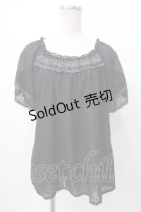 axes femme / Backデザイン半袖ブラウス  黒 Y-25-07-16-022-AX-BL-SZ-ZY