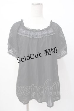 画像1: axes femme / Backデザイン半袖ブラウス  黒 Y-25-07-16-022-AX-BL-SZ-ZY