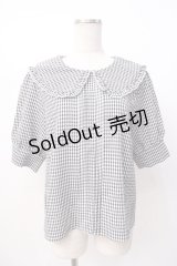 axes femme POETIQUE / ギンガムチェックフリルブラウス  黒 Y-25-07-16-025-AX-BL-SZ-ZY