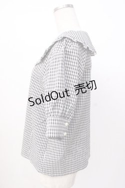 画像2: axes femme POETIQUE / ギンガムチェックフリルブラウス  黒 Y-25-07-16-025-AX-BL-SZ-ZY