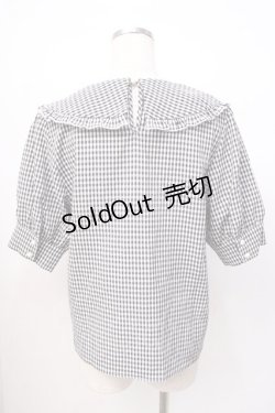 画像3: axes femme POETIQUE / ギンガムチェックフリルブラウス  黒 Y-25-07-16-025-AX-BL-SZ-ZY