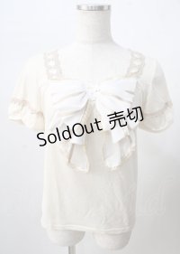 axes femme / ビックリボン半袖カットソー  生成り Y-25-07-18-044-AX-TO-SZ-ZY