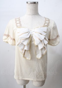 画像1: axes femme / ビックリボン半袖カットソー  生成り Y-25-07-18-044-AX-TO-SZ-ZY