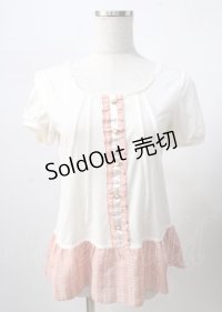 axes femme / チェック切替トップス  生成り Y-25-07-18-045-AX-TO-SZ-ZY