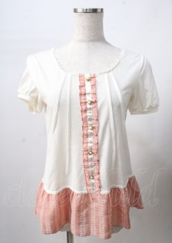 画像1: axes femme / チェック切替トップス  生成り Y-25-07-18-045-AX-TO-SZ-ZY