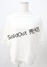 axes femme / 配色メロー袖レースプルオーバー  生成り Y-25-07-18-049-AX-TO-SZ-ZY