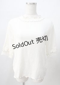 axes femme / 配色メロー袖レースプルオーバー  生成り Y-25-07-18-049-AX-TO-SZ-ZY