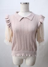axes femme POETIQUE / 透かし編みサマーニットプルオーバー  ピンク Y-25-07-18-051-AX-TO-SZ-ZY