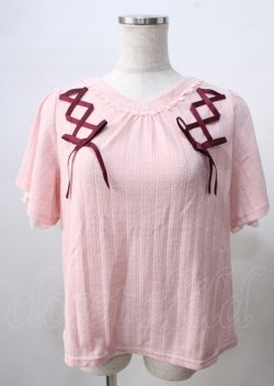 画像1: axes femme / レースアッププルオーバー  ピンク Y-25-07-18-052-AX-TO-SZ-ZY
