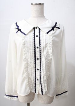 画像1: axes femme POETIQUE / 釦デザインフリルブラウス  アイボリー Y-25-07-18-060-AX-TO-SZ-ZY