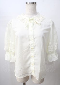 画像1: Melody BasKet /スタンドカラートーションレースブラウス - 生成り Y-25-07-18-064-LO-OP-AS-ZY