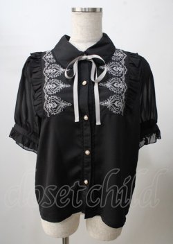 画像1: axes femme / オーナメント刺繍ブラウス  黒 Y-25-07-18-066-AX-BL-SZ-ZY