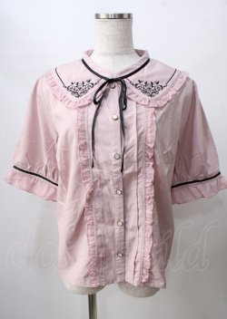 画像1: axes femme / モチーフ刺繍ブラウス  ピンク Y-25-07-18-067-AX-BL-SZ-ZY