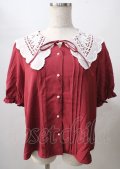 axes femme / バラ刺繍襟ブラウス  赤 Y-25-07-18-068-AX-BL-SZ-ZY