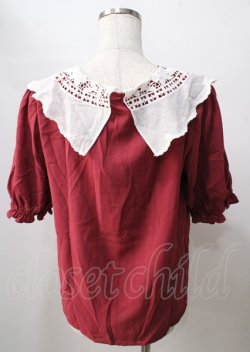 画像2: axes femme / バラ刺繍襟ブラウス  赤 Y-25-07-18-068-AX-BL-SZ-ZY