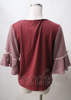 画像2: axes femme / 鍵×本刺繍チューリップ袖プルオーバー  赤 Y-25-07-18-069-AX-TO-SZ-ZY