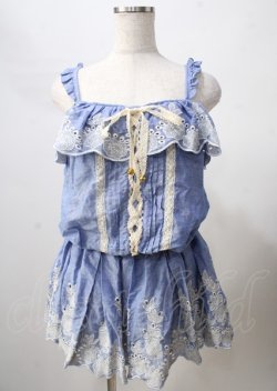 画像1: LIZ LISA / コットンレース刺繍チュニ  ブルー Y-25-07-18-079-LO-OP-SZ-ZY