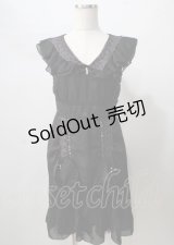 axes femme / リボン付きシフォンドレス  黒 Y-25-07-18-080-AX-OP-SZ-ZY