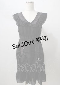 axes femme / リボン付きシフォンドレス  黒 Y-25-07-18-080-AX-OP-SZ-ZY