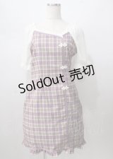 axes femme POETIQUE / チャイナボタンチェックワンピース  ラベンダー Y-25-07-18-090-AX-OP-SZ-ZY
