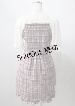 画像2: axes femme POETIQUE / チャイナボタンチェックワンピース  ラベンダー Y-25-07-18-090-AX-OP-SZ-ZY