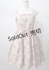 axes femme kawaii / RosyBear柄ジャンパースカート  ピンク Y-25-07-18-096-AX-OP-SZ-ZY