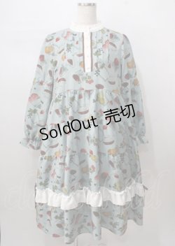 画像1: axes femme / フルーツティ柄ティアードワンピース  グリーン Y-25-07-18-101-AX-OP-SZ-ZI