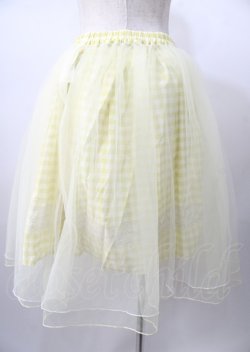 画像2: axes femme / チュール重ねギンガムスカート  イエロー Y-25-07-18-114-AX-SK-SZ-ZY