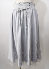 axes femme POETIQUE / バックフリルレースアップスカート  サックス Y-25-07-18-125-AX-SK-SZ-ZI